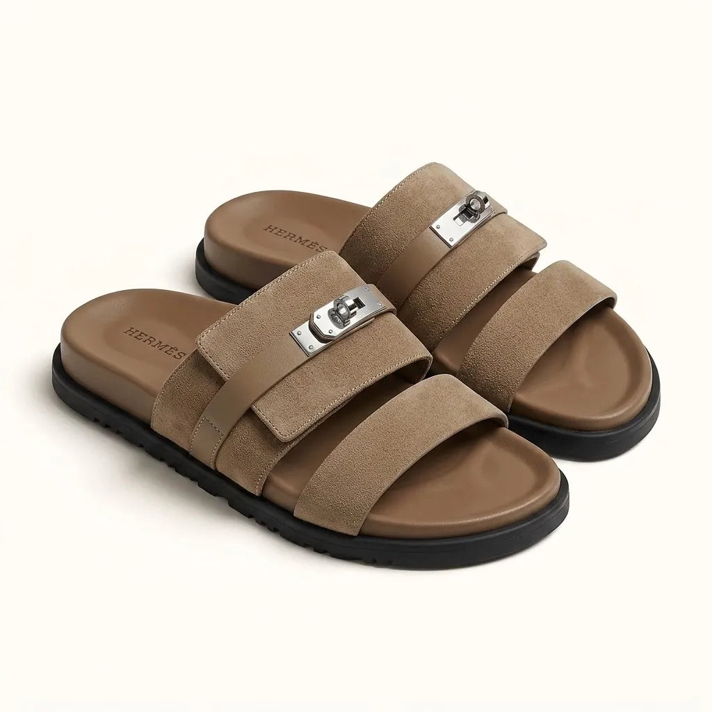H STRAP SLIDES - BEIGE
