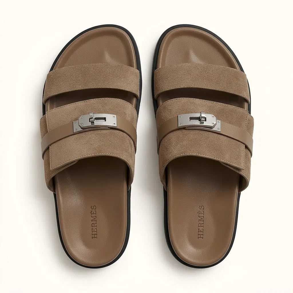 H STRAP SLIDES - BEIGE
