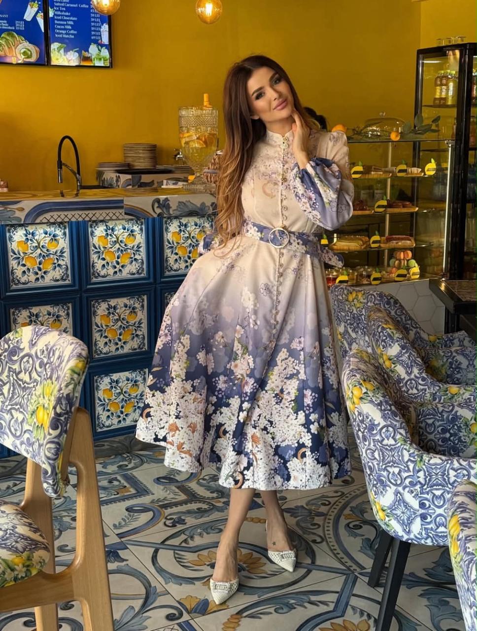 Moonlit Blossom Midi Dress