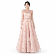 Blush Rose Embroidered Evening Gown