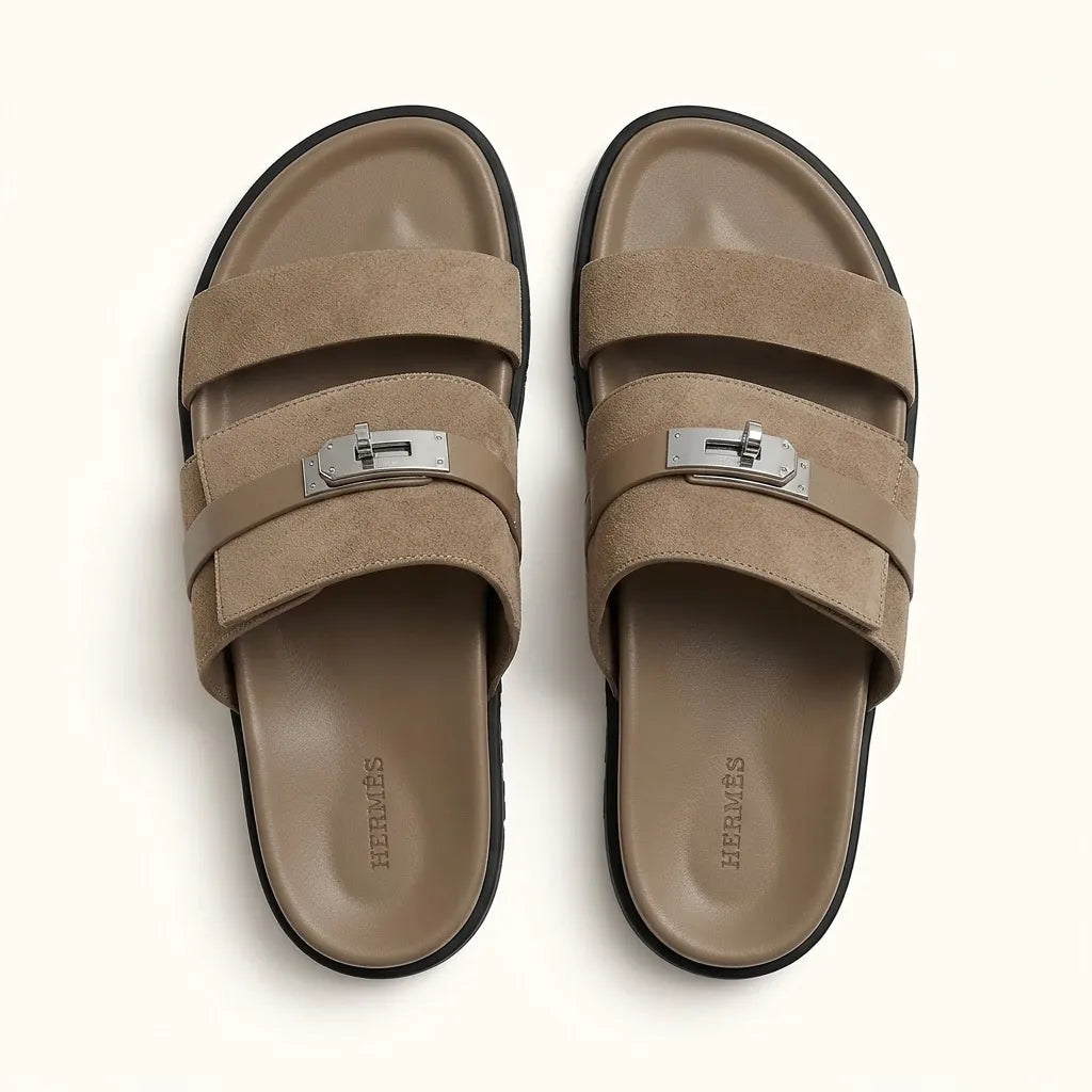 H STRAP SLIDES - BEIGE