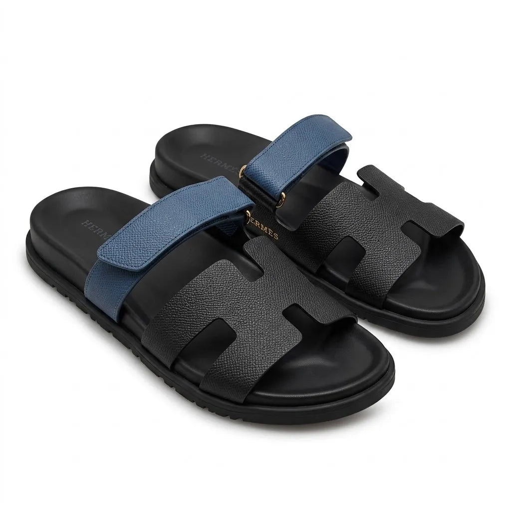 H STRAP SLIDES - NAVY / BLACK