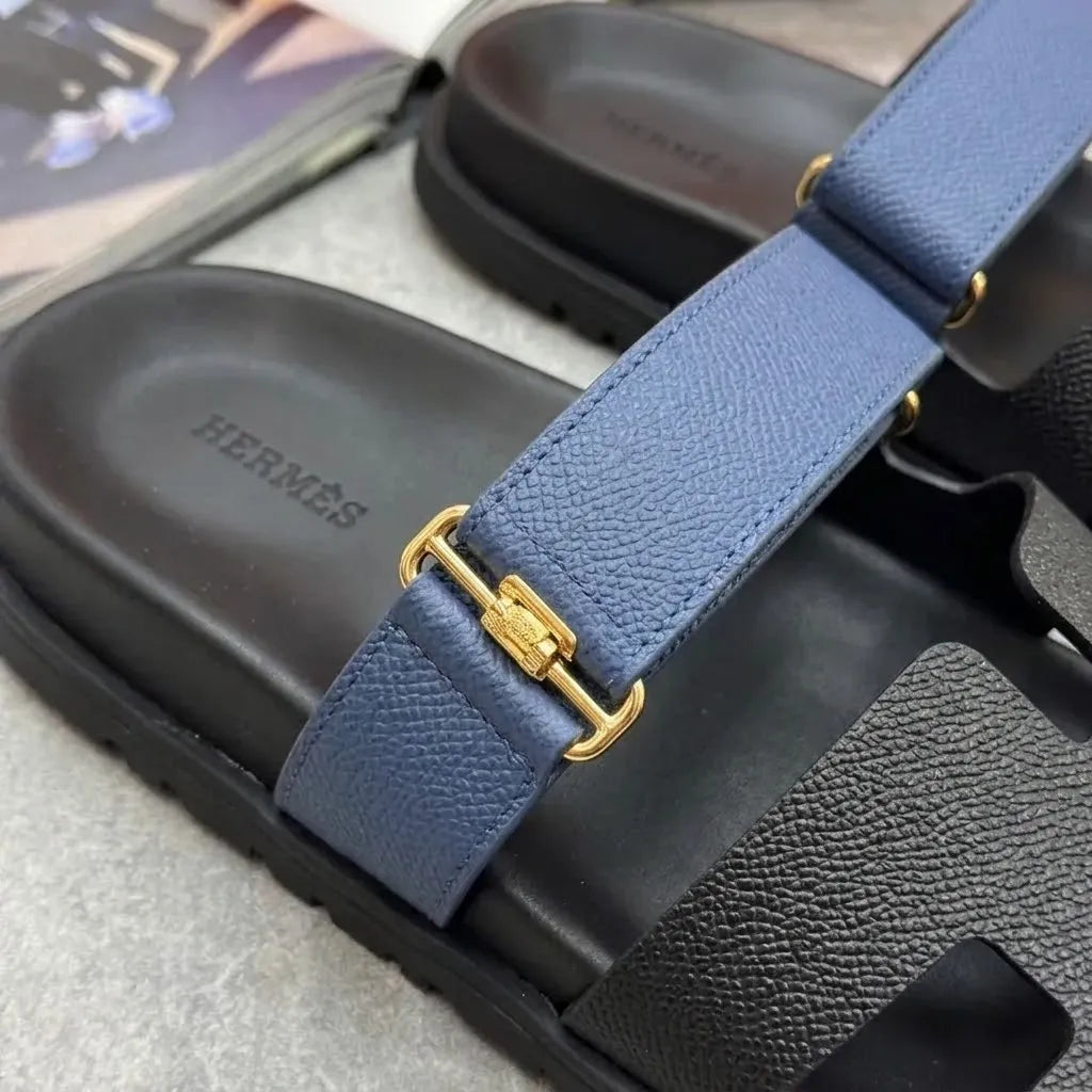H STRAP SLIDES - NAVY / BLACK