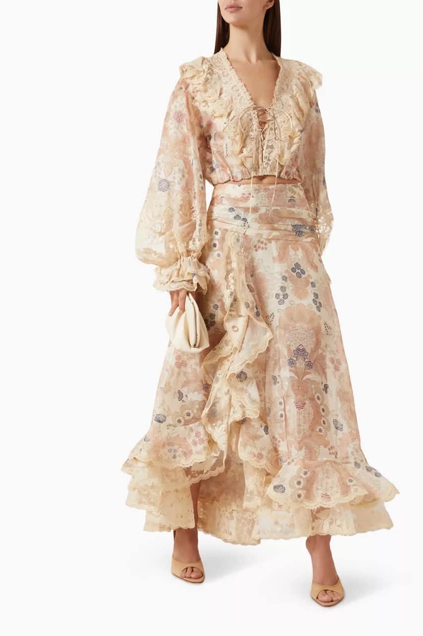 Romantic Floral Ruffle Maxi Dress