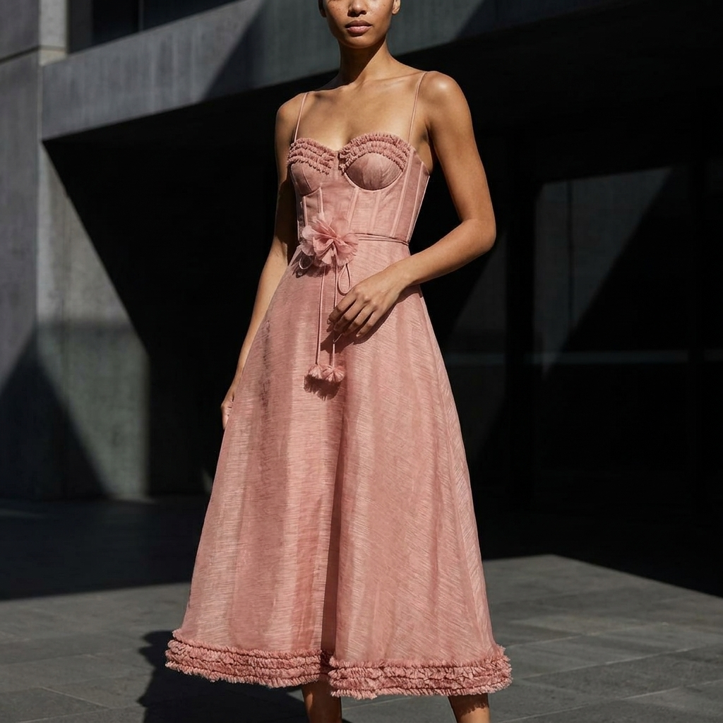 Blush Belle Corset Midi Dress